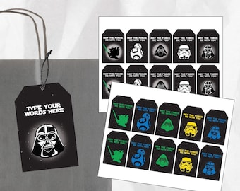 Etichetta di ringraziamento modificabile di Star Wars - download immediato