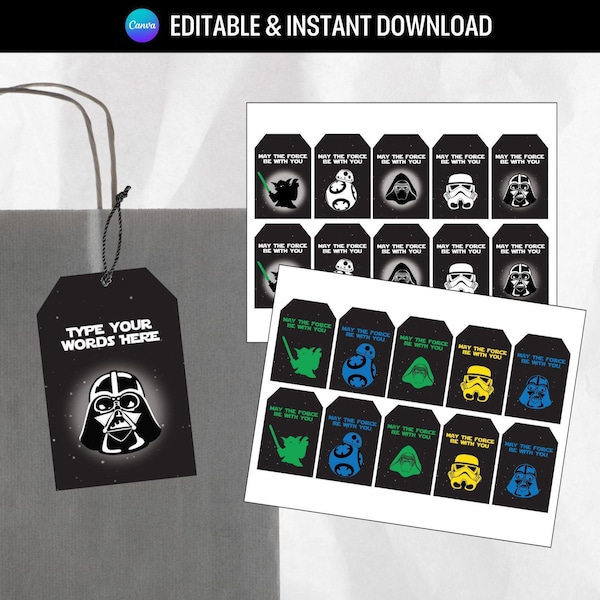 Star Wars EDITABLE Thank You Tag - instant download