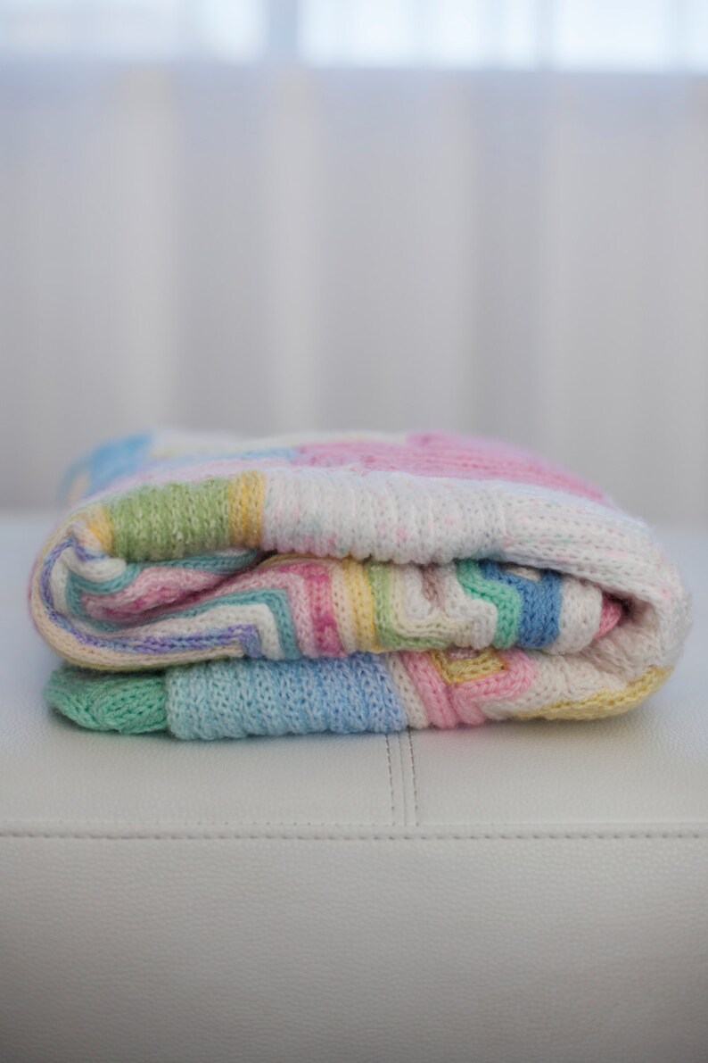 Baby's Cot Blanket Made From French Knitted Recycled Wool Etsy