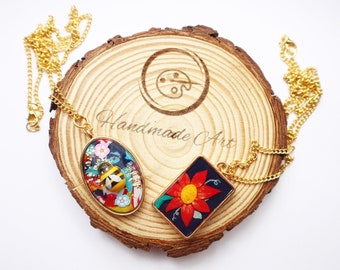 Collares de bisel hechos a mano, collares de cadena chapados en oro únicos