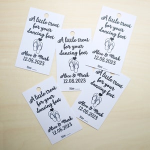 A little treat for your dancing feet tags, Wedding flip flop tags