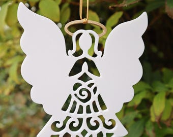 Decoración de árbol de ángel de Navidad, adorno de ángel impreso en 3D
