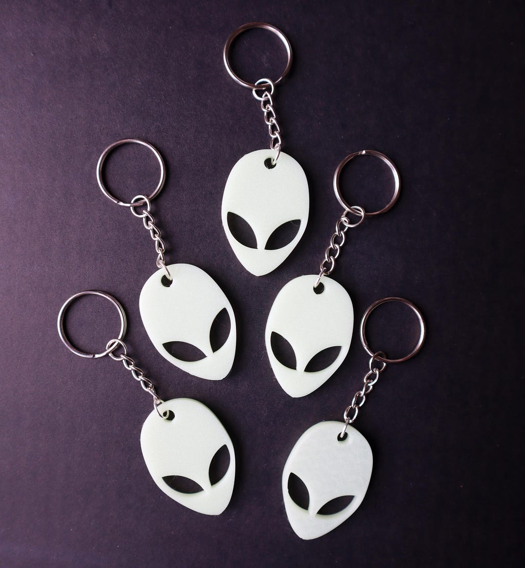 3D Printed Alien Keychain, Glow in the Dark Alien Head Keyrings - Etsy UK