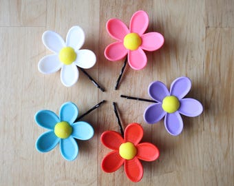 Juego de 3 horquillas para el pelo con flor de margarita grande, accesorios para el cabello impresos en 3D