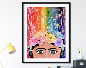 LGBTQ Pride Art, Original Painting, Frida, Rainbow Art, Feminist Art, Acrylic Painting, Wall Art, Original Art