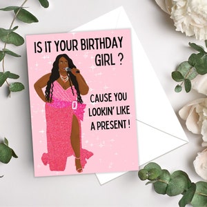 Lizzo Birthday Card, Funny Cards, Romantic Birthday, Feminist Greeting Card, Birthday Cards, Celebrity, Pop Culture Cards