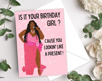 Lizzo Birthday Card, Funny Cards, Romantic Birthday, Feminist Greeting Card, Birthday Cards, Celebrity, Pop Culture Cards