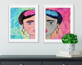 Original Abstract Painting, Feminist Art, Acrylic Painting, Wall Art, Original Art, Frida Kahlo, Feminist, Modern Art, Diptych, Diptych Art