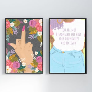 Lady Like Art Print, Pink Aesthetic, Fuck Off, Feminist Art, Typography, Floral Art, Floral illustration, Girl Power Art, Dorm Decor image 5