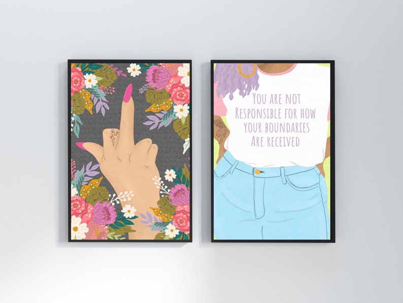 Lady Like Art Print, Pink Aesthetic, Fuck Off, Feminist Art, Typography, Floral Art, Floral illustration, Girl Power Art, Dorm Decor image 5