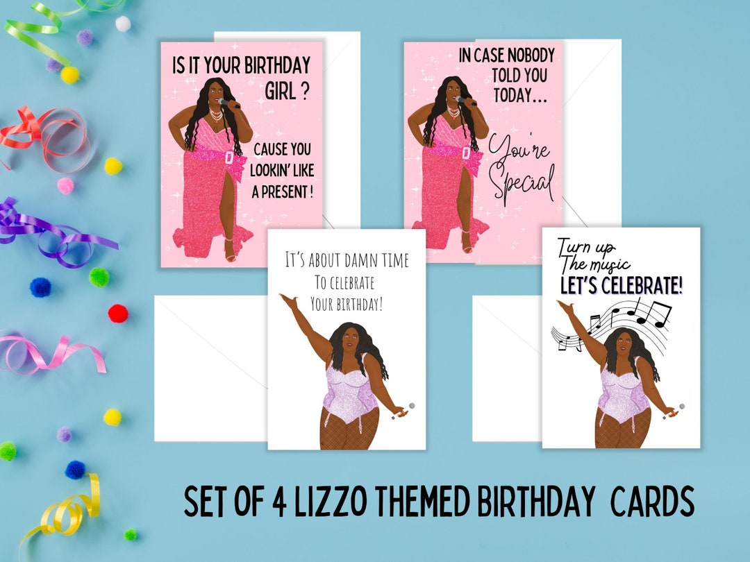 Lizzo Birthday Card Assorted Birthday Cards Set of 4 - Etsy