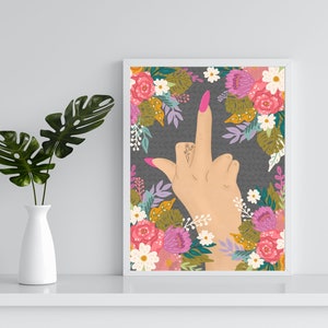 Lady Like Art Print, Pink Aesthetic, Fuck Off, Feminist Art, Typography, Floral Art, Floral illustration, Girl Power Art, Dorm Decor image 4