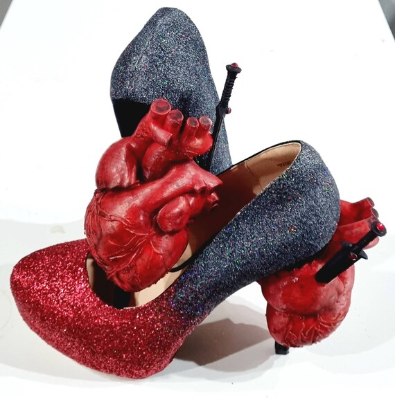 Daga de corazón humano tacones de purpurina | Etsy México