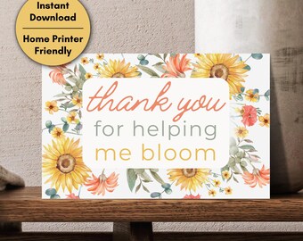 Thank You Card for Therapist or Teacher- Thank you for Helping Me Bloom