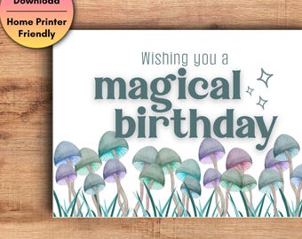 Happy Birthday Card Mushroom Theme, Magic Mushroom Printable Card (Digital Download)