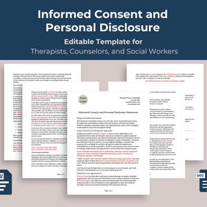 Therapist Private Practice Forms: Informed Consent and Personal Disclosure Statement - Editable Therapy Intake Template