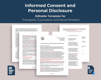 Informed Consent and Personal Disclosure Statement Form, Editable Therapy Intake Template, Private Practice Forms