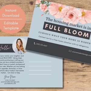 Sommer-Immobilien-Nachbarschafts-Landwirtschafts-Mailer, Realtor Postkartenvorlage, Blumen-Immobilien-Vermarktungs-Mailer, bearbeitbare Vorlage