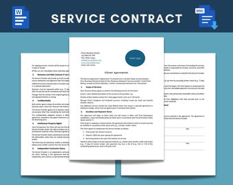 Editable Service Agreement Template: Independent Contractor, Client Contract (MS Word, Digital Download)