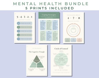 Therapist Office Decor Bundle, CBT Printable Posters, Circle of Control, Coping Strategies, Mental Health Bundle (Digital Download)