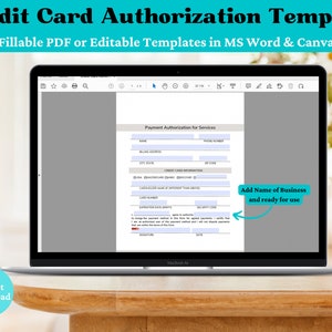 Credit Card Authorization Form Template Fillable PDF, MS Word, and Canva Template
