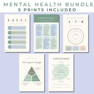 Therapist Office Decor Bundle, CBT Printable Posters, Circle of Control, Coping Strategies, Mental Health Bundle (Digital Download)