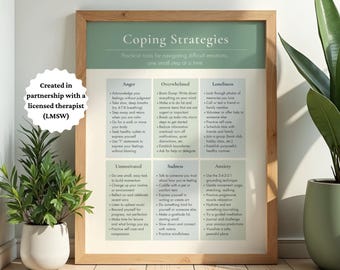 Afdrukbare copingvaardigheden, poster toolbox copingstrategieën (digitale download)