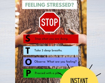 Kids Mindfulness Poster Activity for classroom wall, office, home