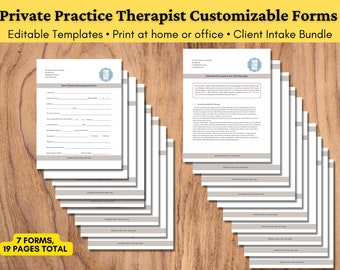 Editable Therapy Client Intake Forms Bundle: Private Practice Paperwork