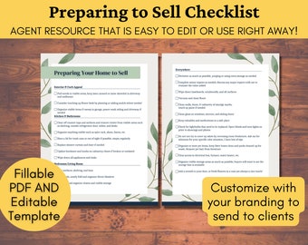 Seller Checklist Homeowner, Preparing Your Home to Sell, Editable Template