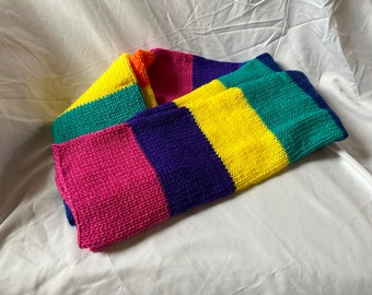 Adventures in Babysitting Replica Handmade Knit Bright Rainbow Scarf