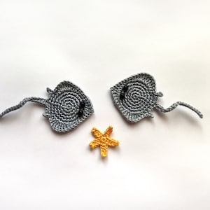 Crochet stingray 2pcs, Sealife applique