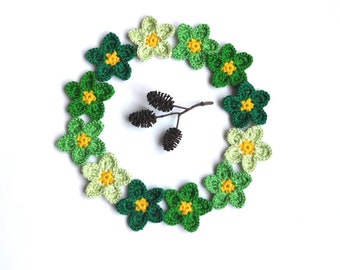 Fleurs décoratives au crochet 12 pcs Vert Ornements de fleurs faits main