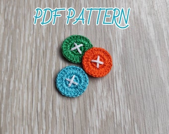 PATTERN crochet BUTTON applique, Only Crochet Pattern PDF Crochet pattern