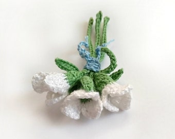 Gehaakt boeket sneeuwklokjes, gehaakt bloemmotief, klein gehaakt boeket