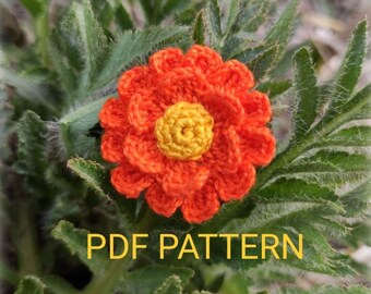 PATTERN Crochet lush flower, Only Crochet Pattern PDF, crochet patterns digital download, applique pattern, pattern easy flower