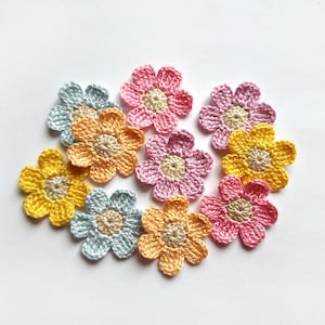 Crochet pastel flowers 10 pcs Crochet summer florals 1.2in Notions, Embellishment, Craft Supplies flowers Easter Spring Pastel