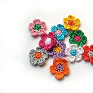 Crochet mix flowers 10pcs Colorful crochet applique