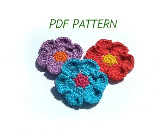 PATTERN crochet flower applique, Only Crochet Pattern PDF Crochet pattern Ukraine seller, crochet patterns digital download
