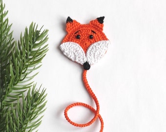 Crochet Fox bookmark 10,2" Cute bookmark, Animal bookmark, Book Lover Gift