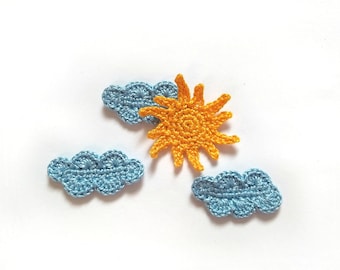 Crochet cloud & sun applique