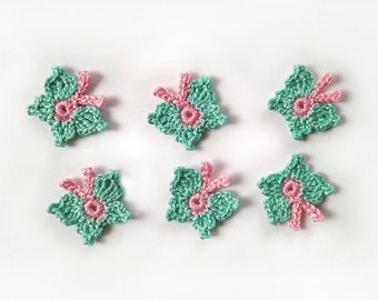 Crochet pastel butterfly 6pcs Mint  butterflies applique, Pink small embellishments Easter Spring Pastel