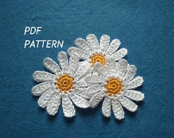PATTERN crochet daisy applique 12 petal,  Only Crochet Pattern PDF