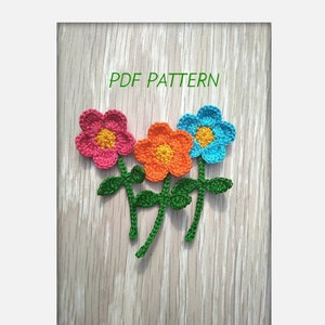 PATTERN crochet flower with leaves applique, Only Crochet Pattern PDF, crochet motif Crochet pattern ukraine seller Ukraine shops patterns