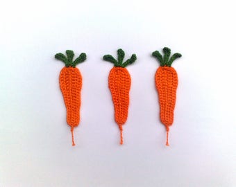 Zanahoria de crochet 3 piezas Aplique de verano Zanahoria miniatura Aplique de zanahorias de crochet Aplique de Pascua