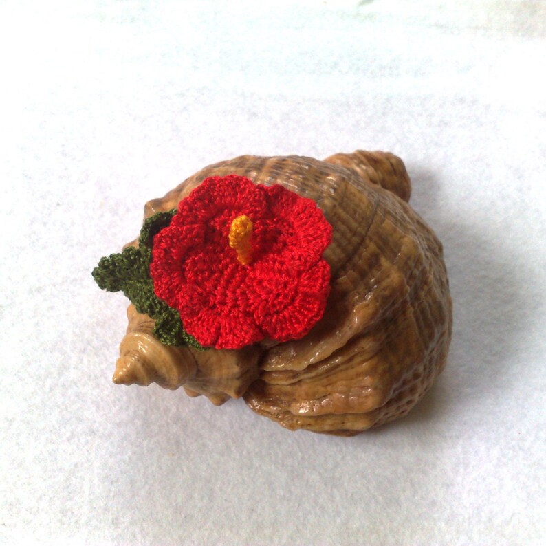 Hibiscus Crochet Red Flower Crochet Flower Embellishment Etsy