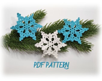 PATTERN crochet snowflake applique, Only Crochet Pattern PDF