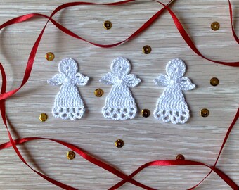 かぎ針編みのクリスマスエンジェル3個セット クリスマスツリーの飾り エンジェルアップリケ