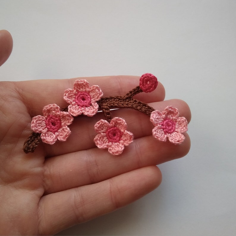 Crochet sakura fleur de cerise Crochet cerisier branche fleurs de cerisier japonais Fleurs de fleurs japonaises Sakura image 5