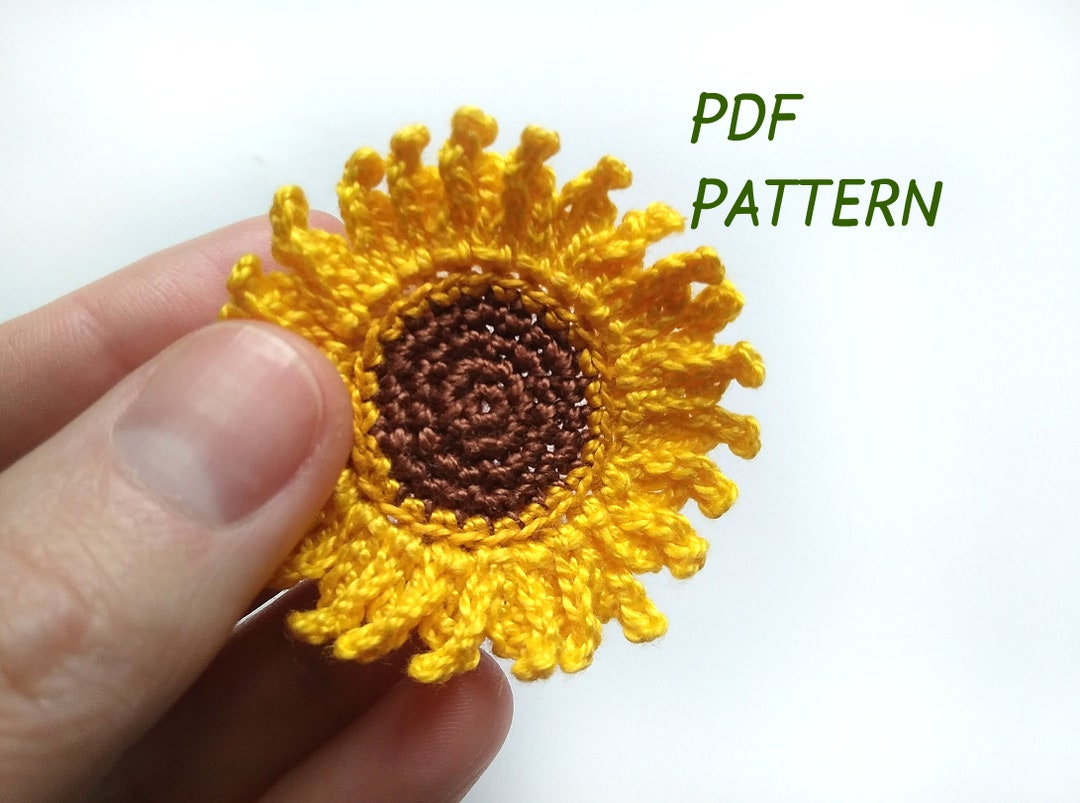 PATTERN Crochet Sunflower Applique, Only Crochet Pattern PDF Digital ...